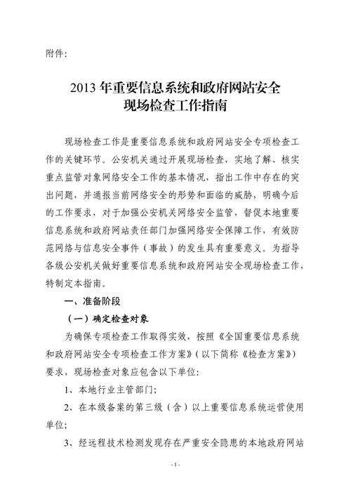 2013年全县重要信息系统和政府网站安全专项检查工作实施方案